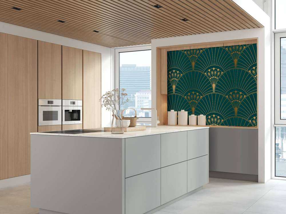 Éventail Art déco en bleu canard