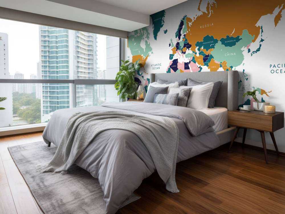 Carte du monde avec animaux de l'océan