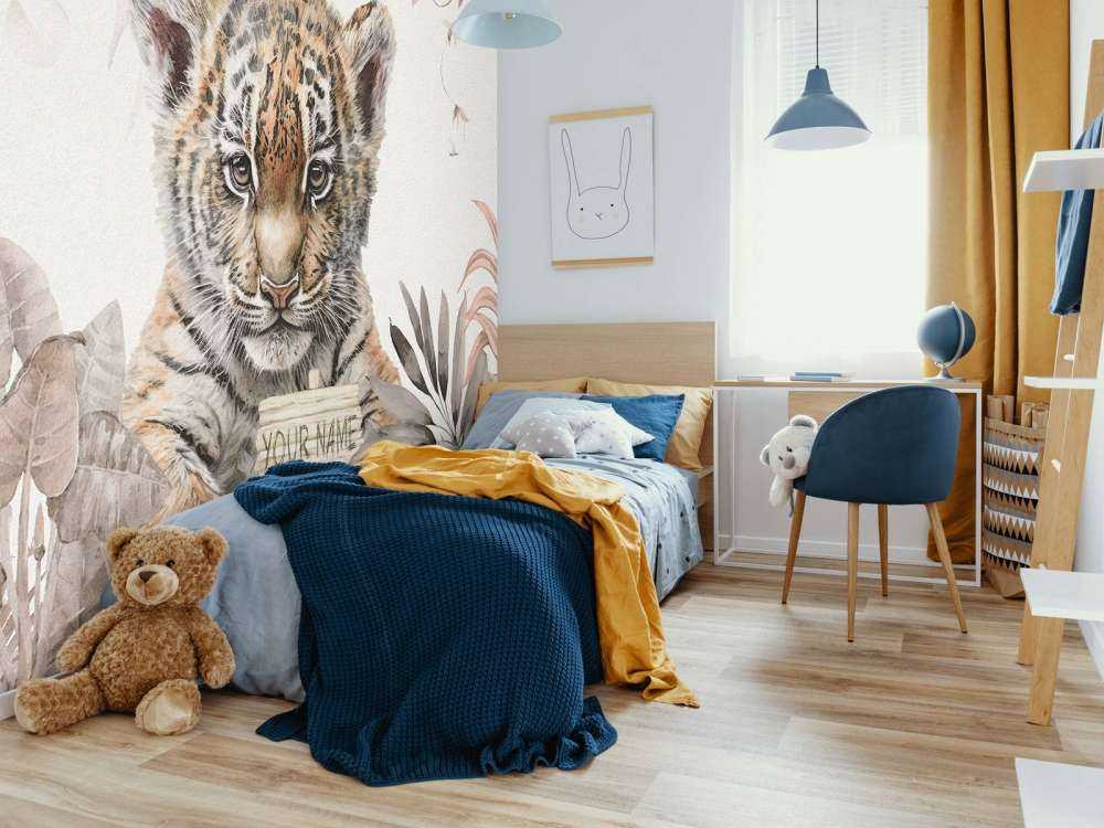 Bébé Tigre dans la jungle taupe