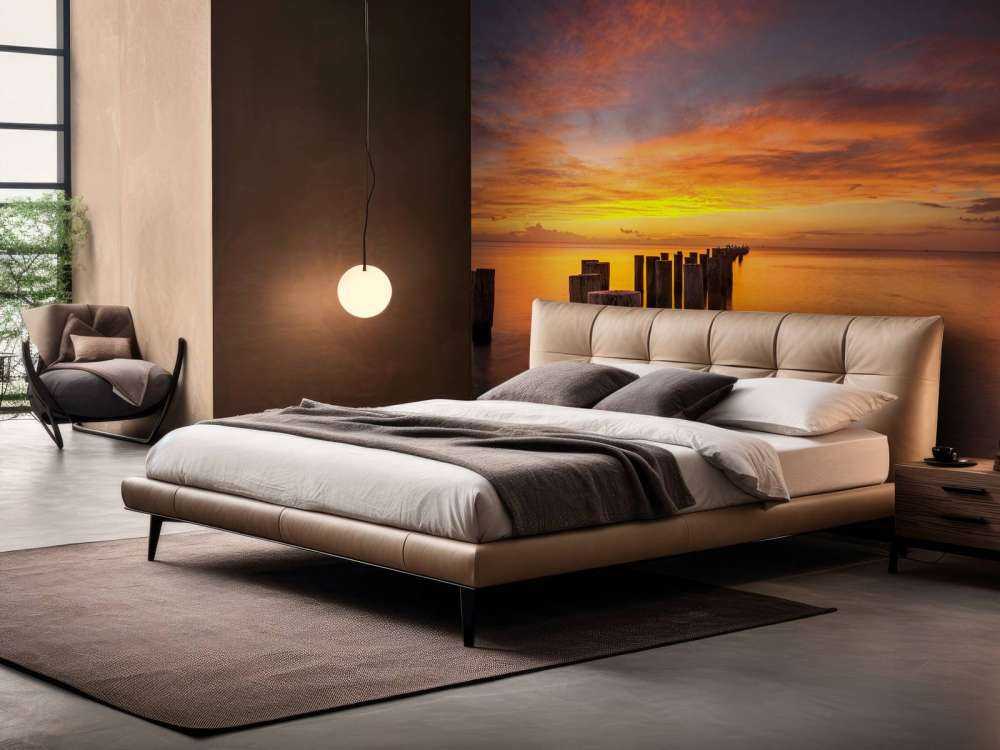 Brise-lames au lever du soleil