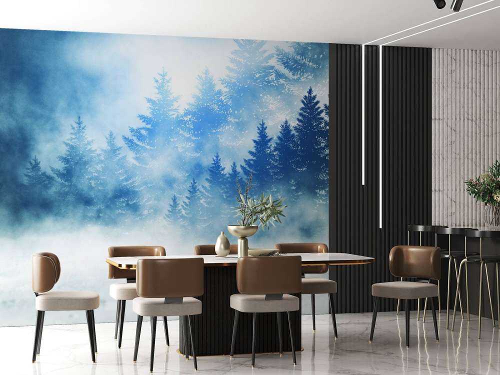 Une forêt sombre et enneigée