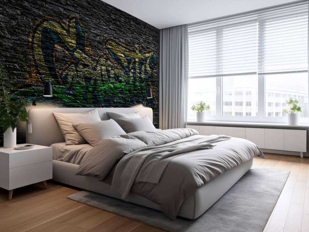 Graffitis sur des briques noires