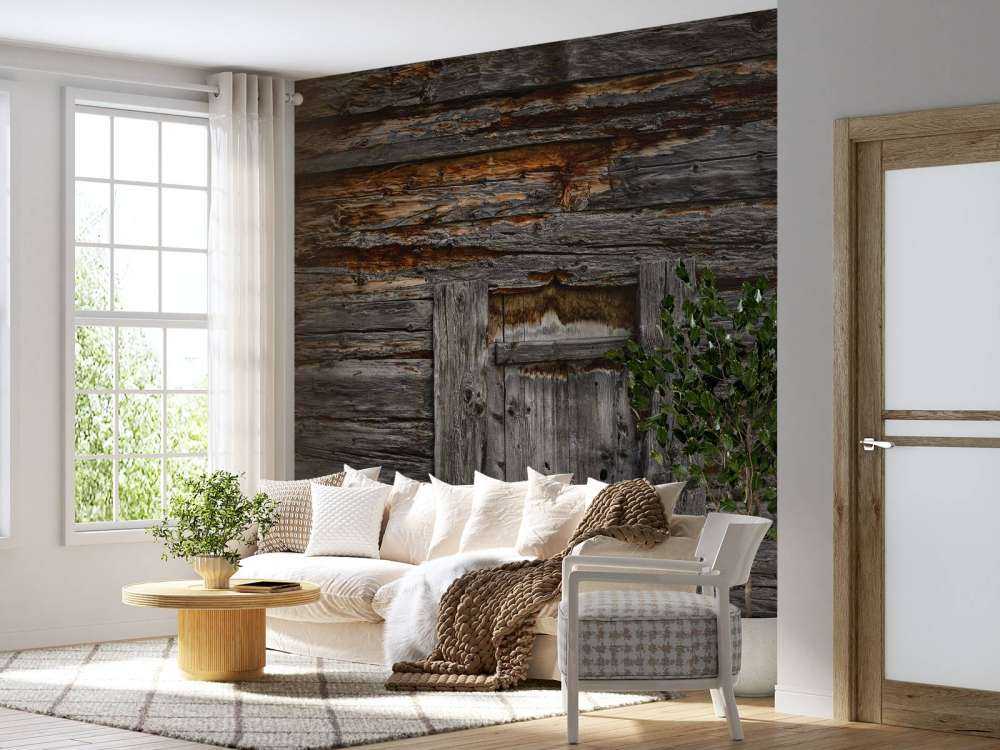 Bois foncé avec porte