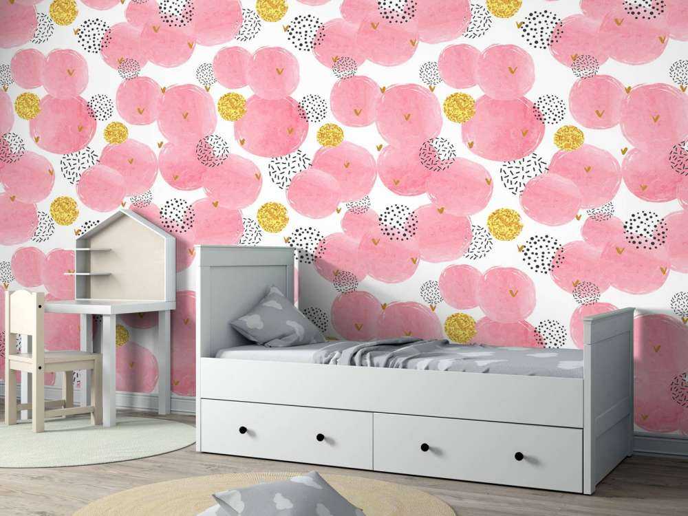 Cercles roses et dorés