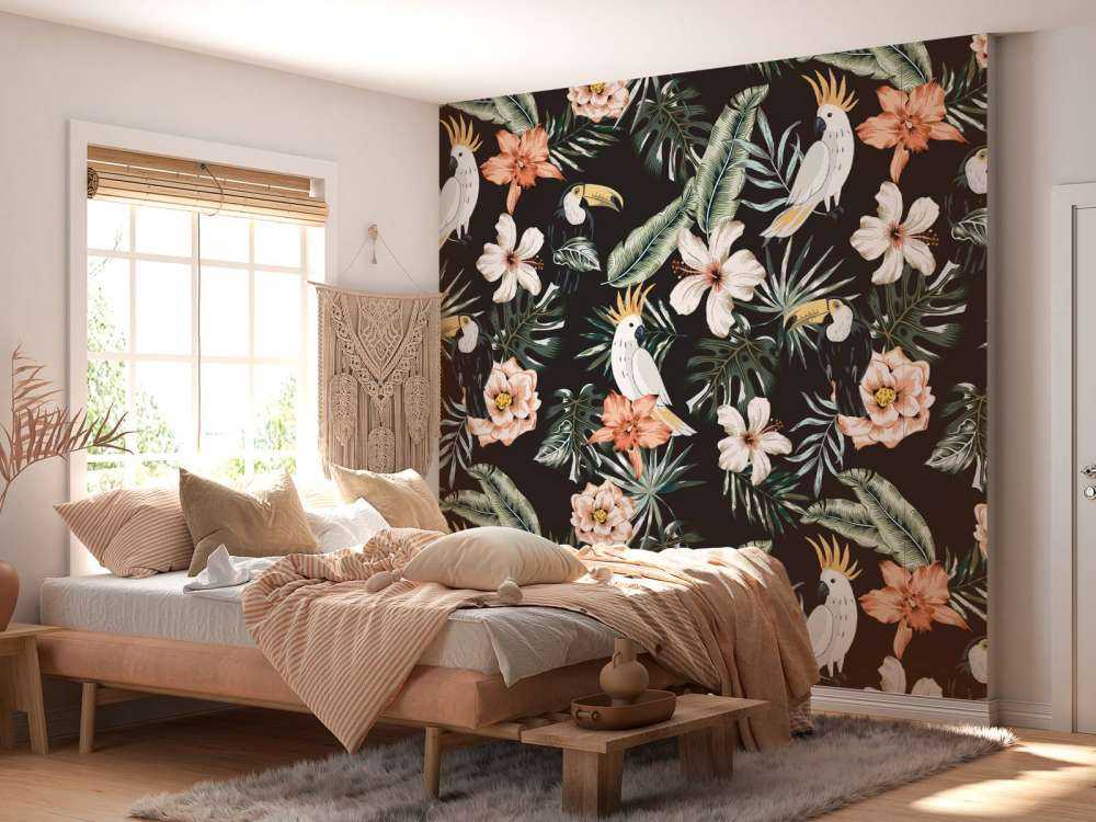 Toucan tropical et perroquet