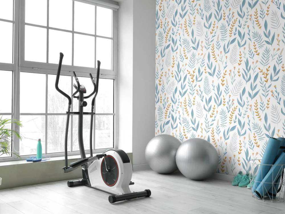 Motif avec feuilles bleues