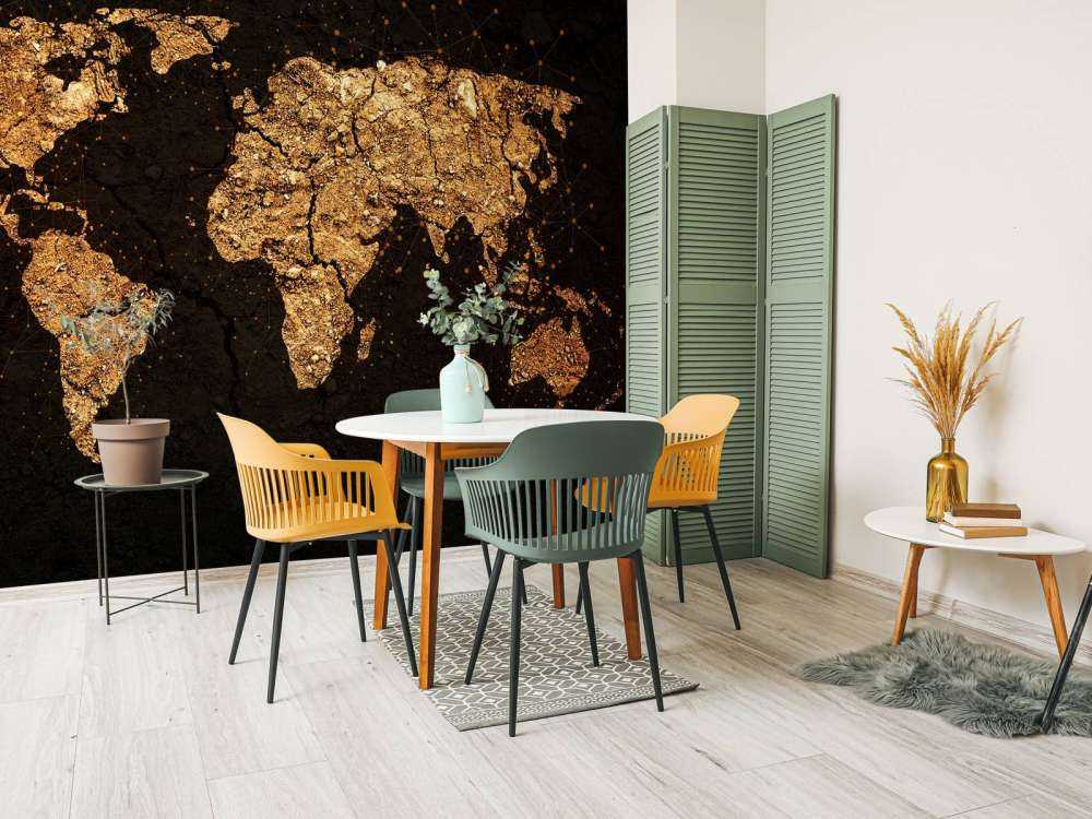 Carte du monde en or