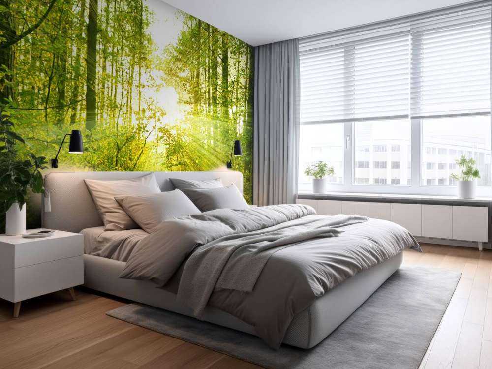 Soleil dans une forêt verdoyante