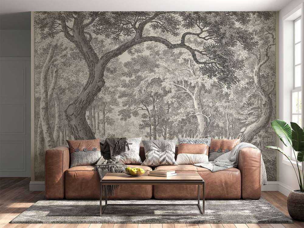 Vue sur la forêt avec deux cerfs