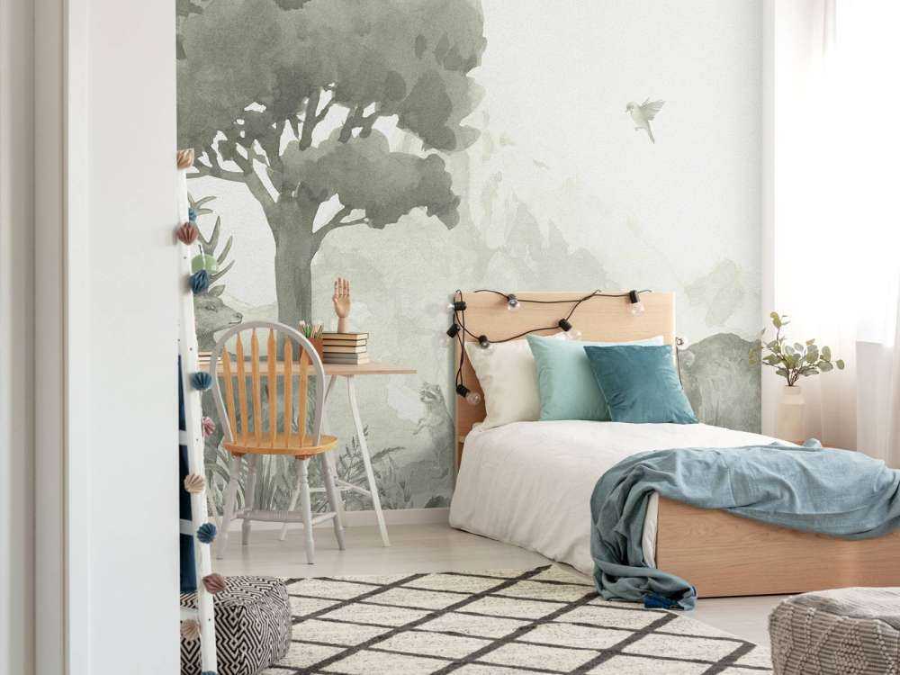 Animaux de la forêt en vert d'eau