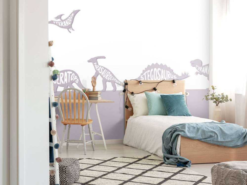 Dinosaures avec texte en rose