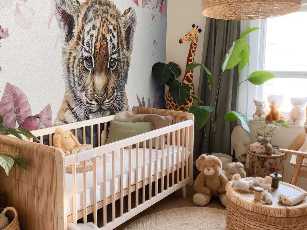 Bébé Tigre dans la jungle rose