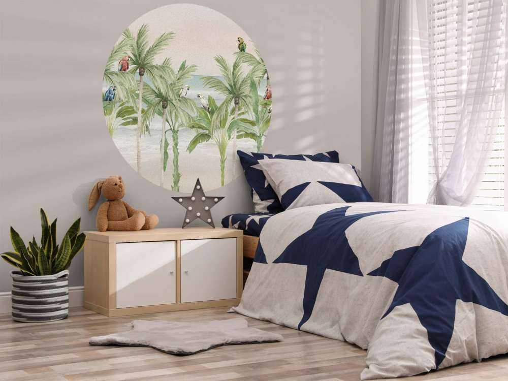 Perroquets sur la plage en couleur