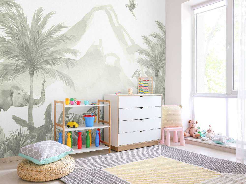 Animaux de la jungle en vert d'eau