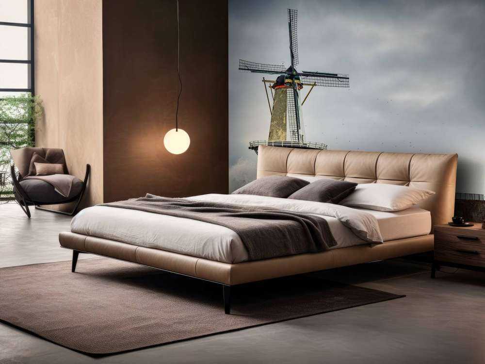 Moulin avec des vagues de tempête