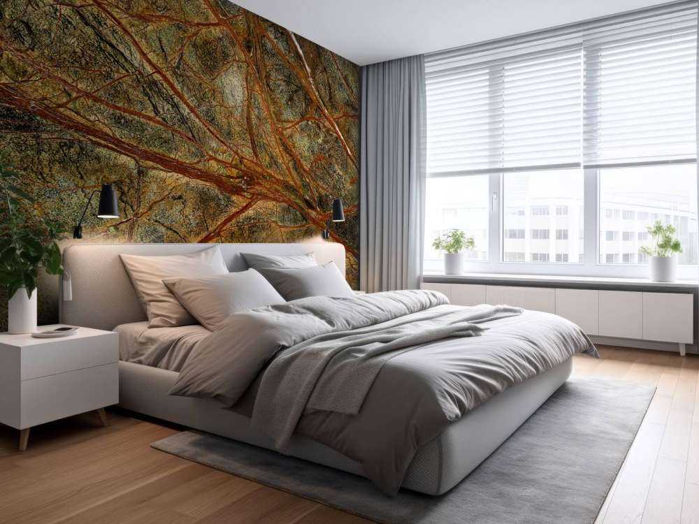 Marbre vert avec des veines colorées