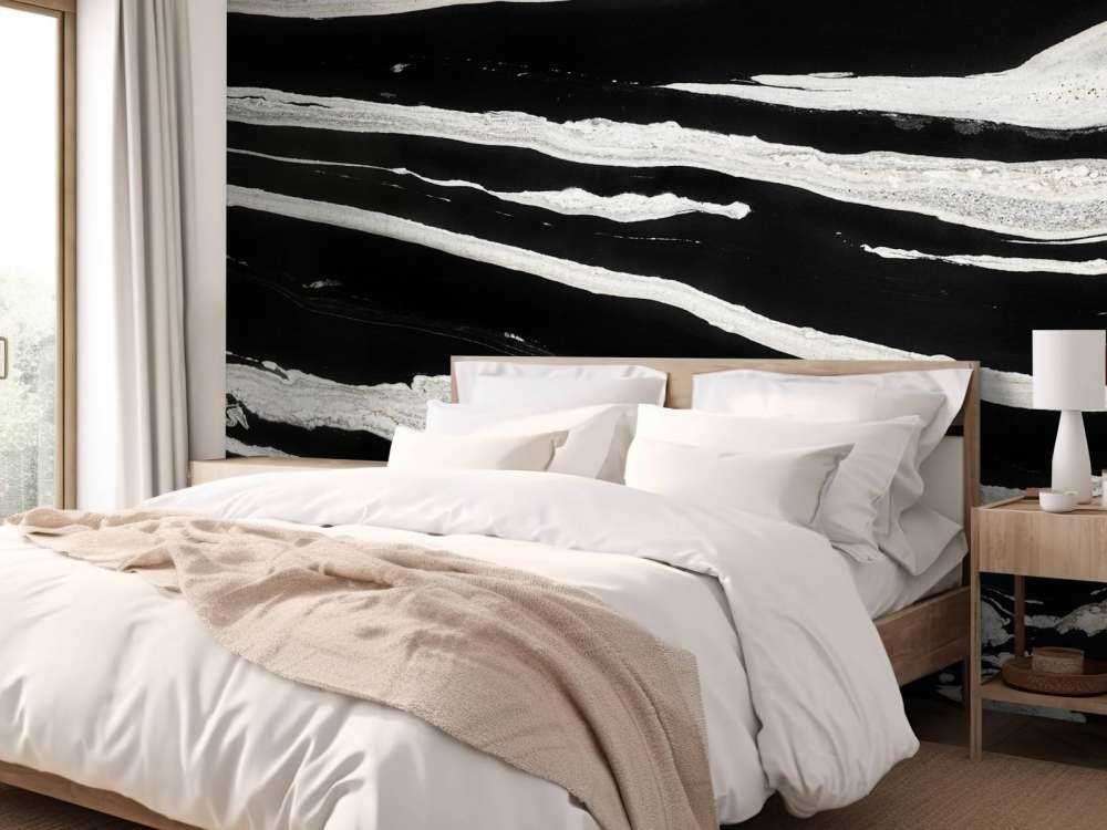 Marbre noir avec des veines blanches