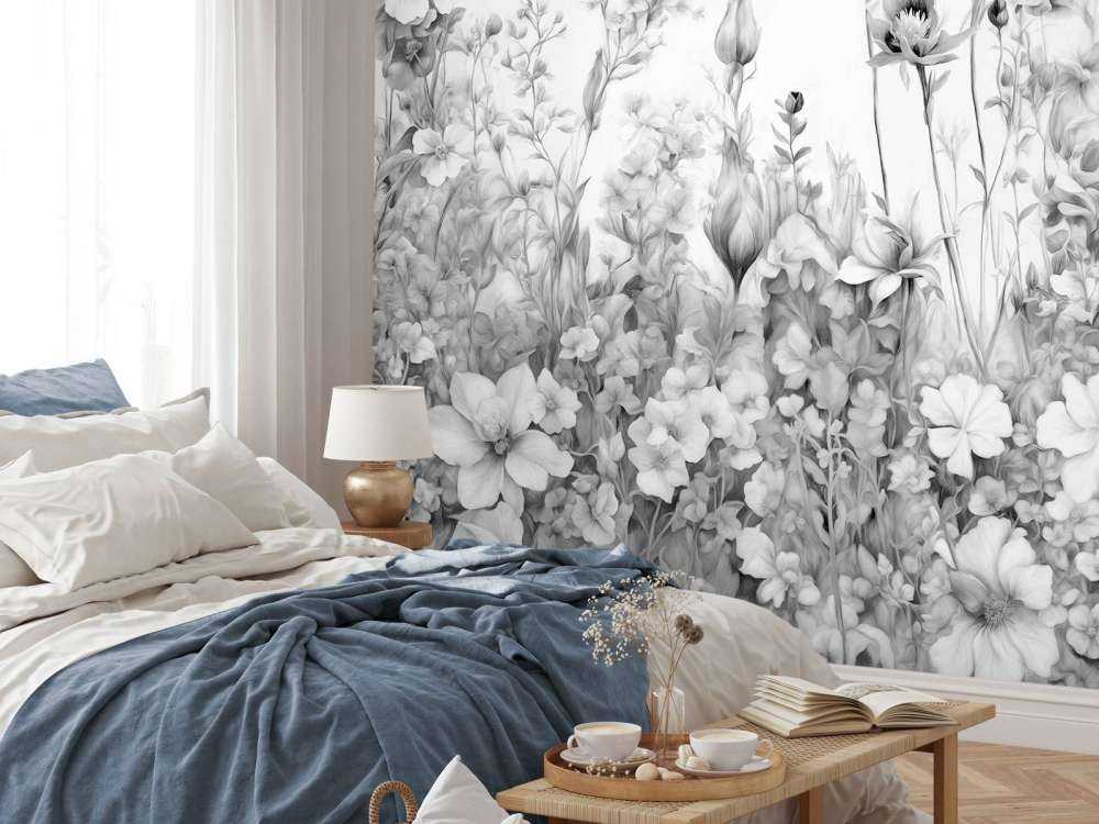 Fleurs de mon âme sans couture - gris