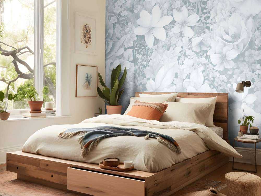 Festival de fleurs sans couture - bleu ciel