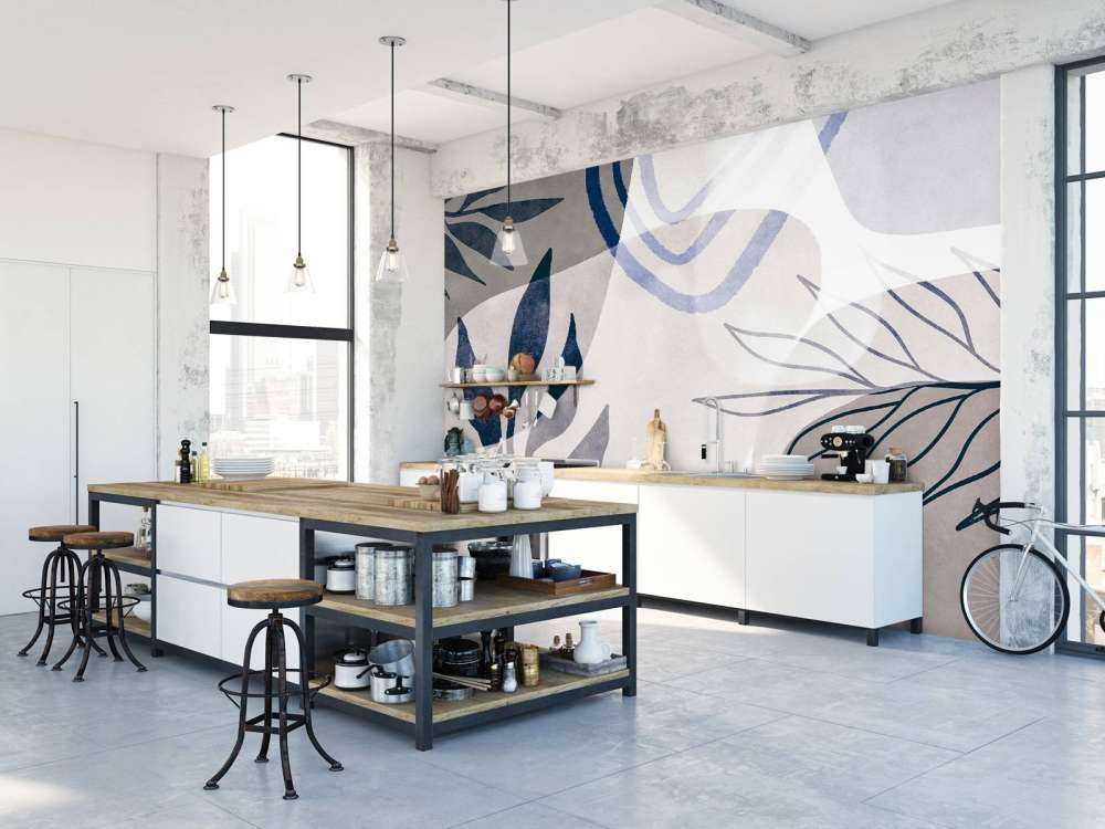 Nuances botaniques abstraites bleu beige