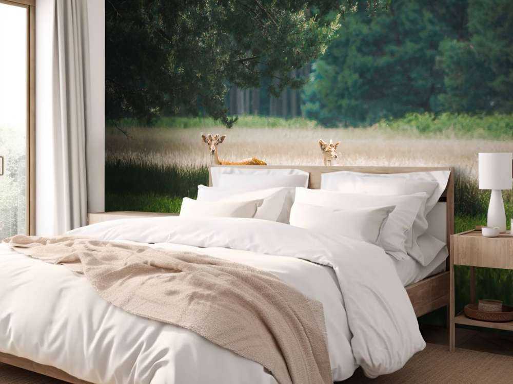 Vredige Weide avec des Chevreuils Sauvages