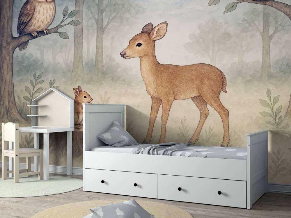 Lumière de la lune dans la forêt avec des animaux