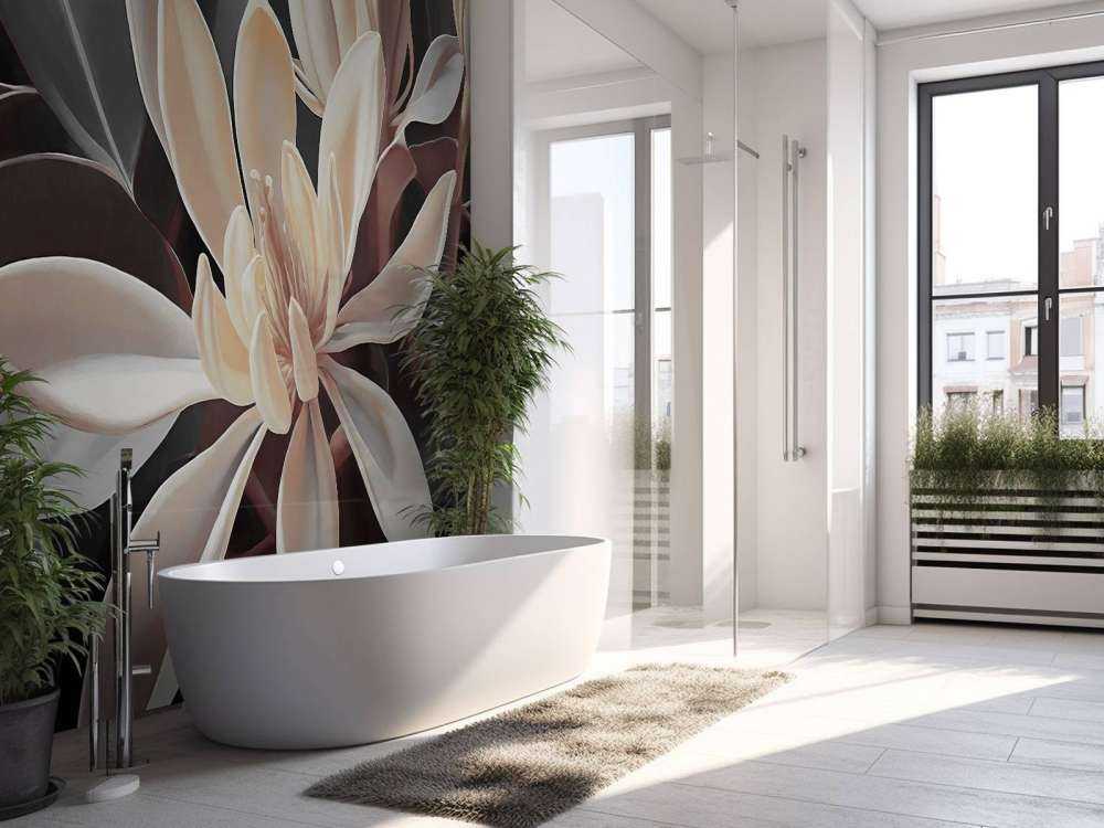 Fleurs de magnolia crème sur fond sombre