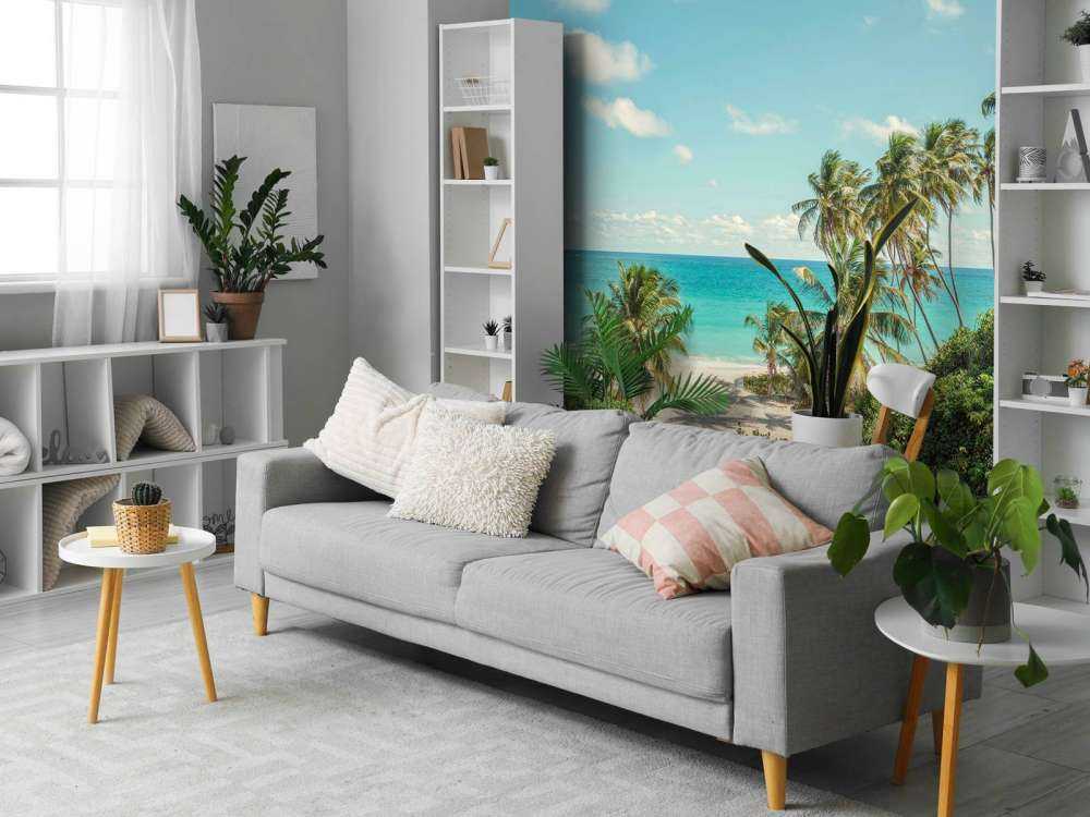 Palmiers sur la plage à la Barbade.