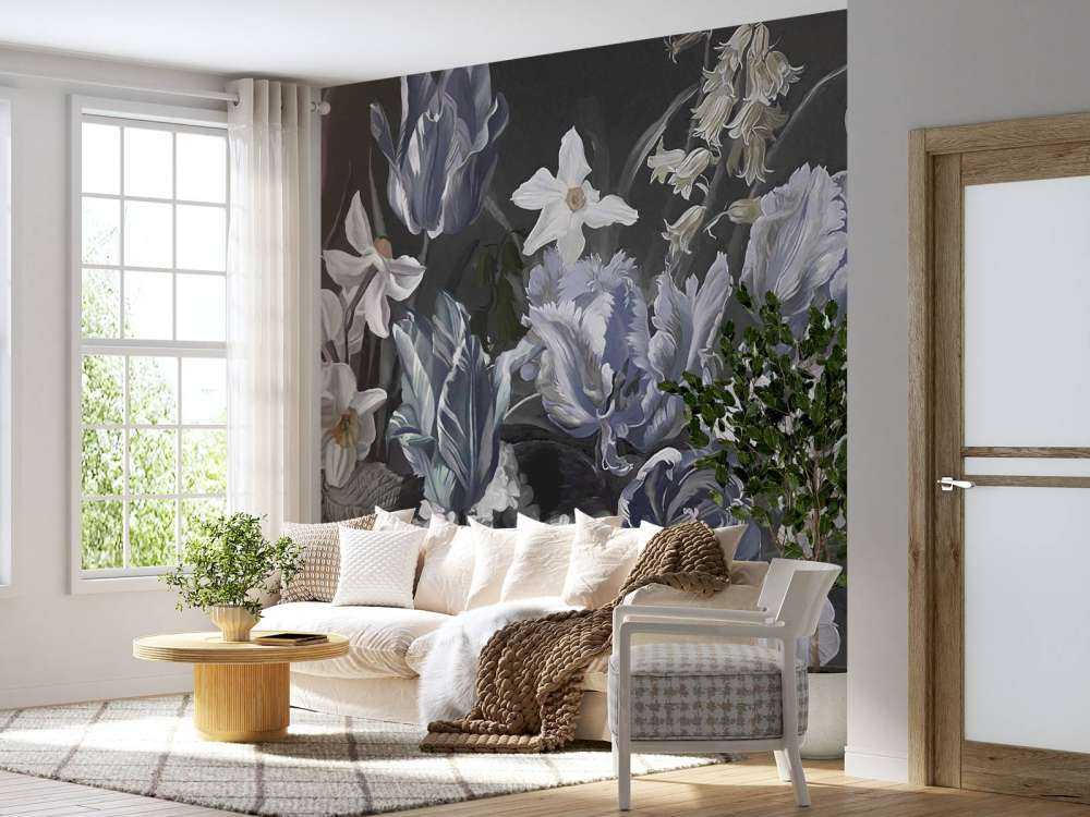 Bouquet avec des pions bleus