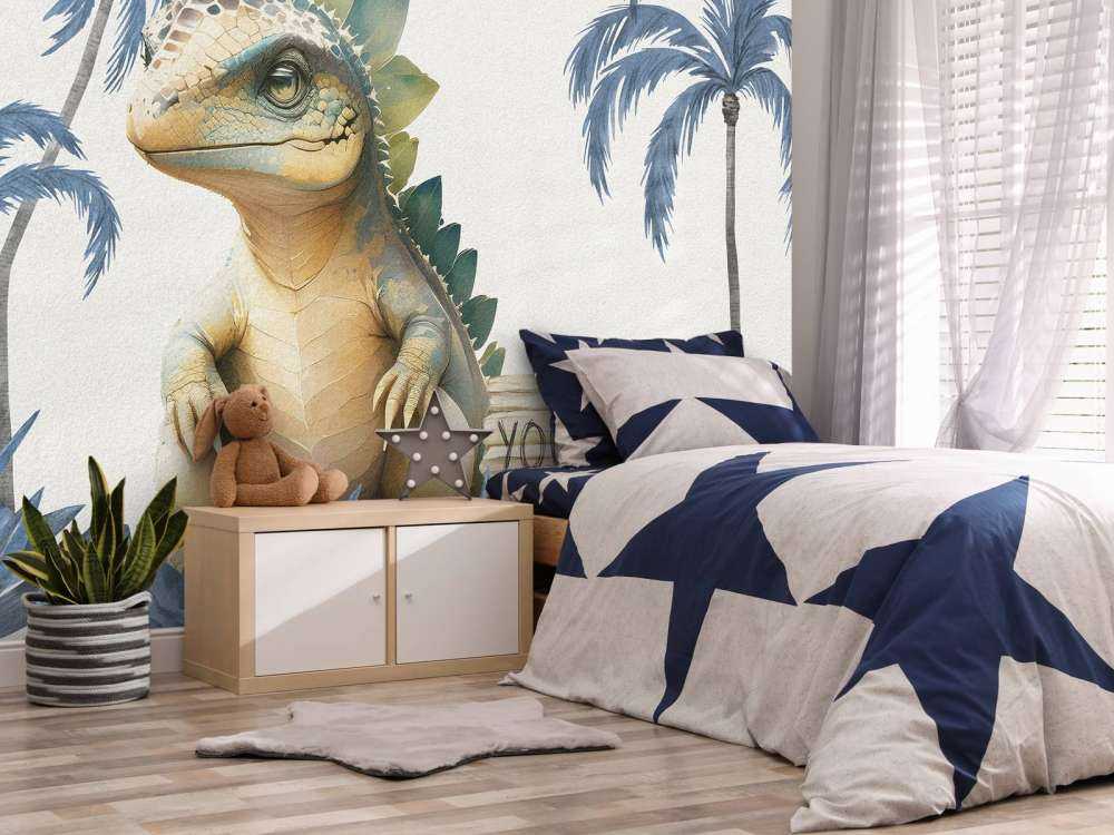 Bébé stégosaure dans la jungle bleue