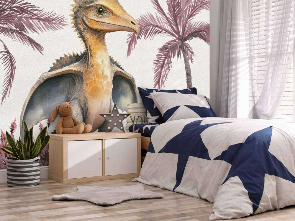 Bébé ptéranodon dans la jungle rose