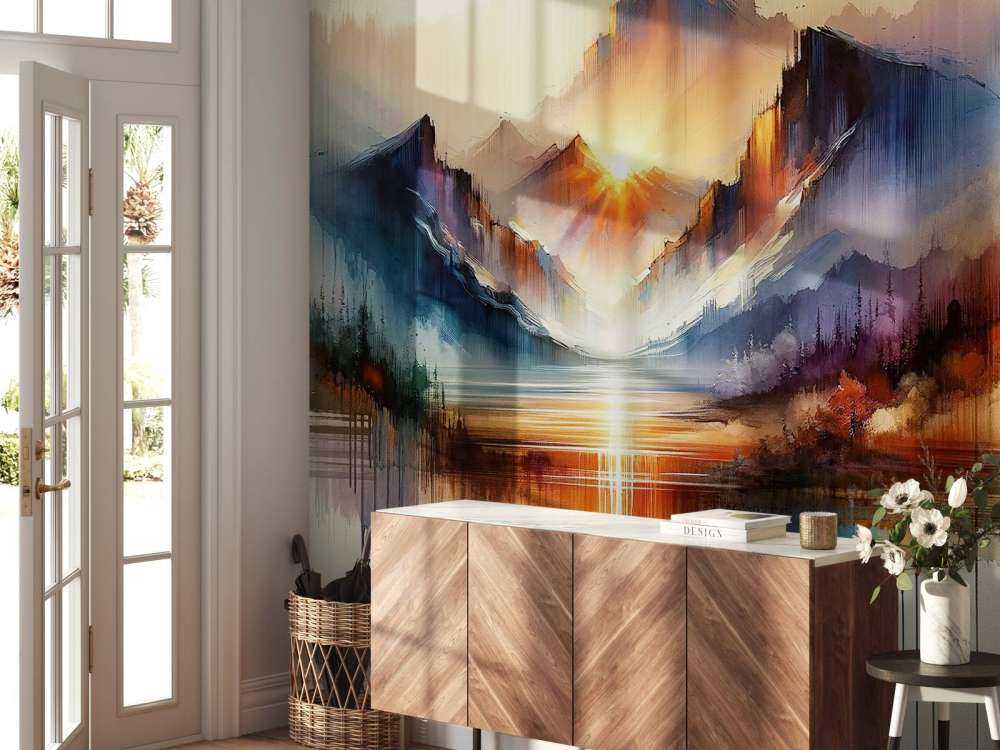 Paysage de montagnes abstraites à l'aquarelle