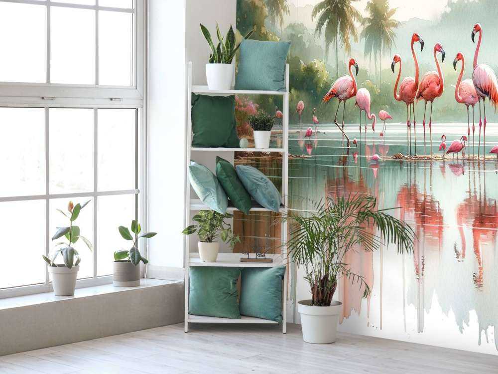 Réflexions matinales des flamants roses