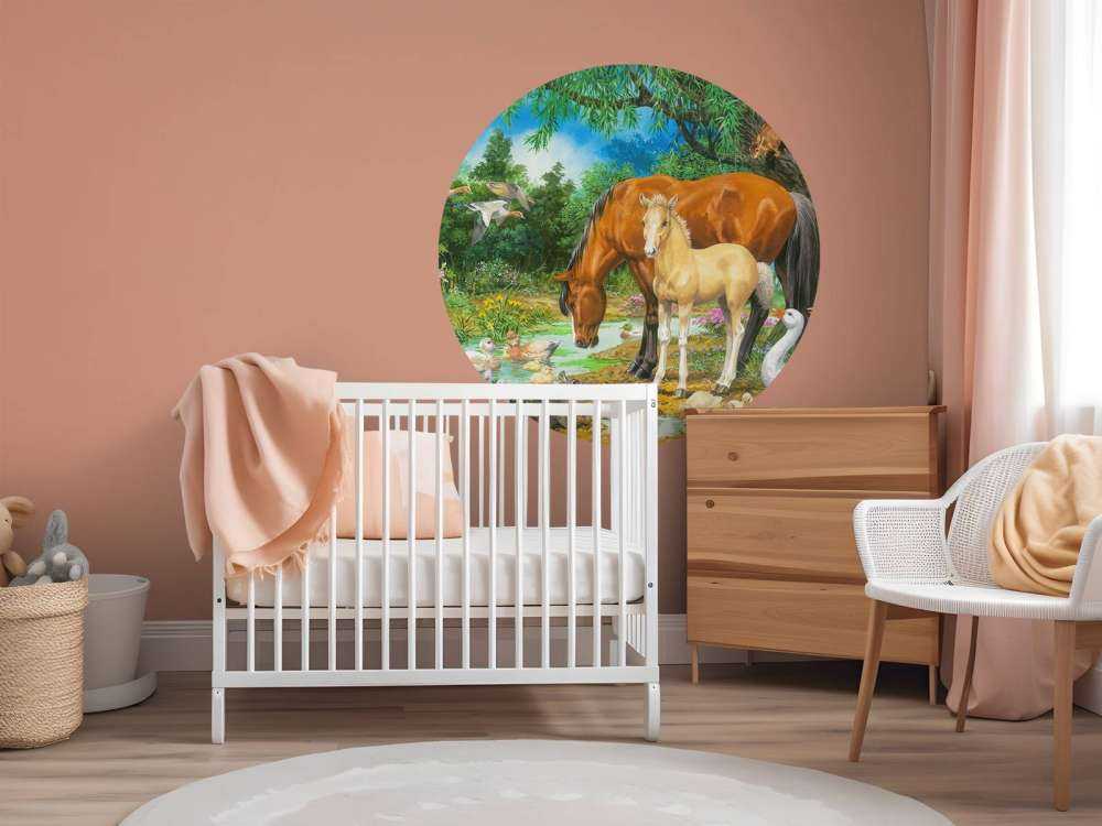 Foal and Mare by the Stream