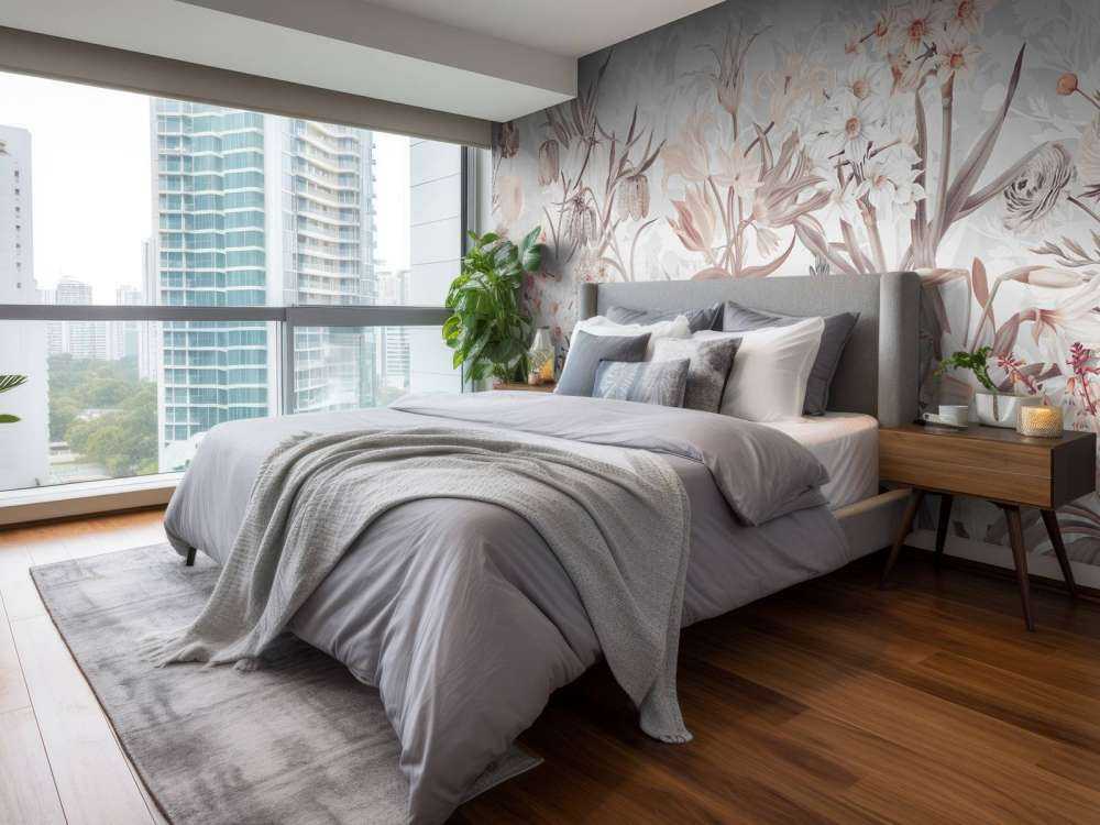 Fleurs de printemps - Gris éthéré