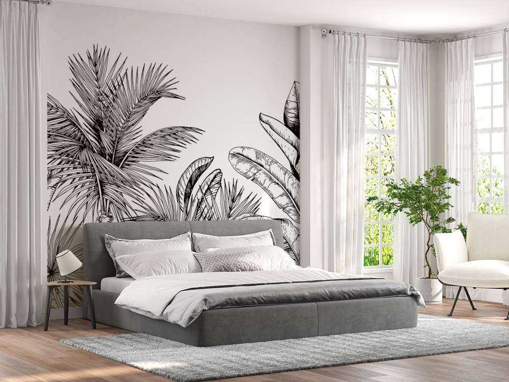 Palmiers et feuilles de bananier