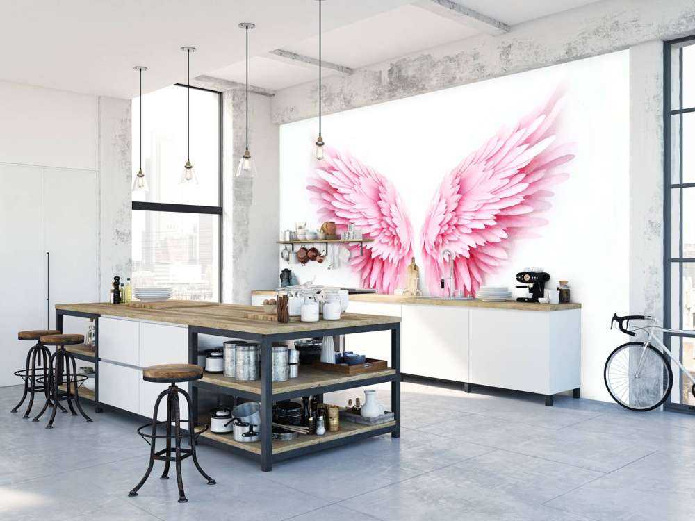 Pink watercolor guardian angel wings