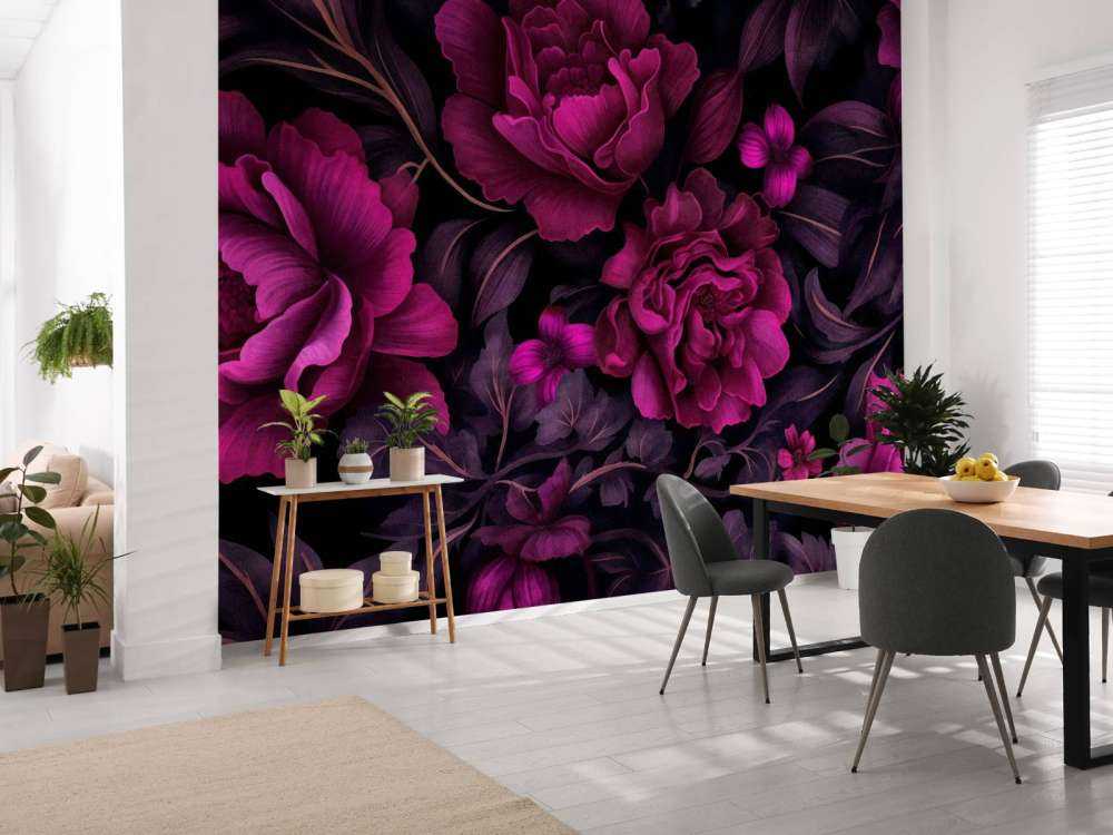 Fleurs en velours sombres et mélancoliques, rose fuchsia