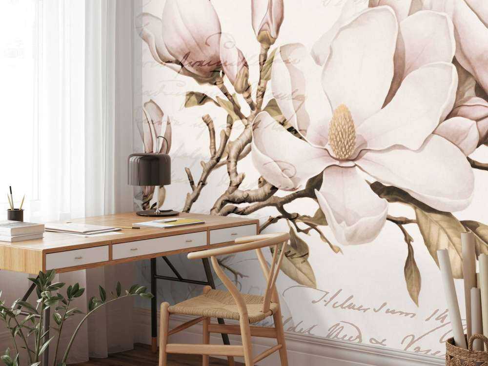 Romance printanière de magnolia, art floral nostalgique