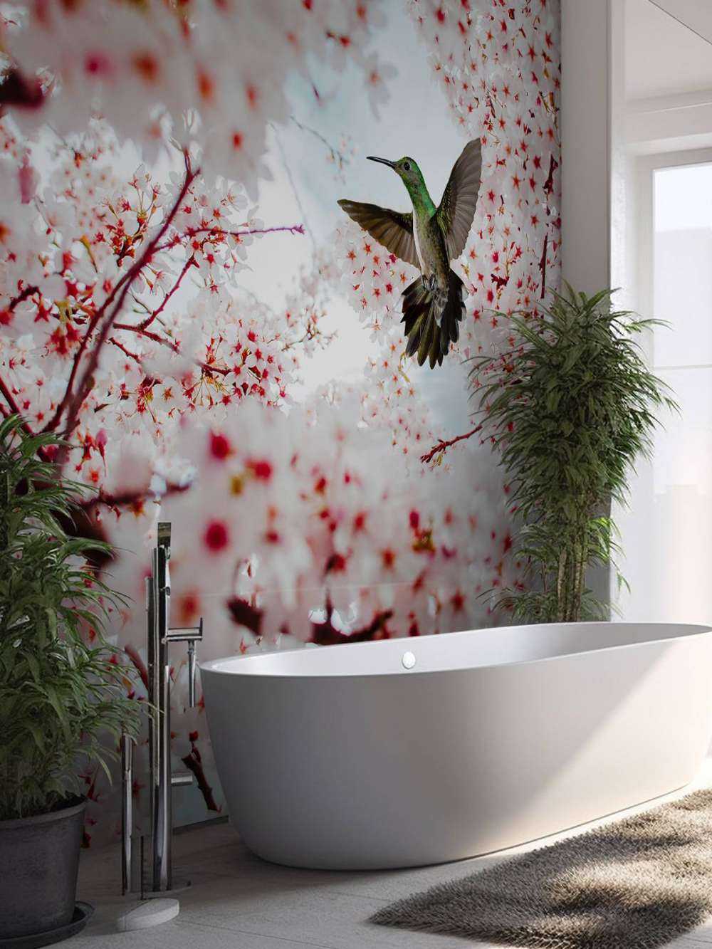Colibri entre les fleurs