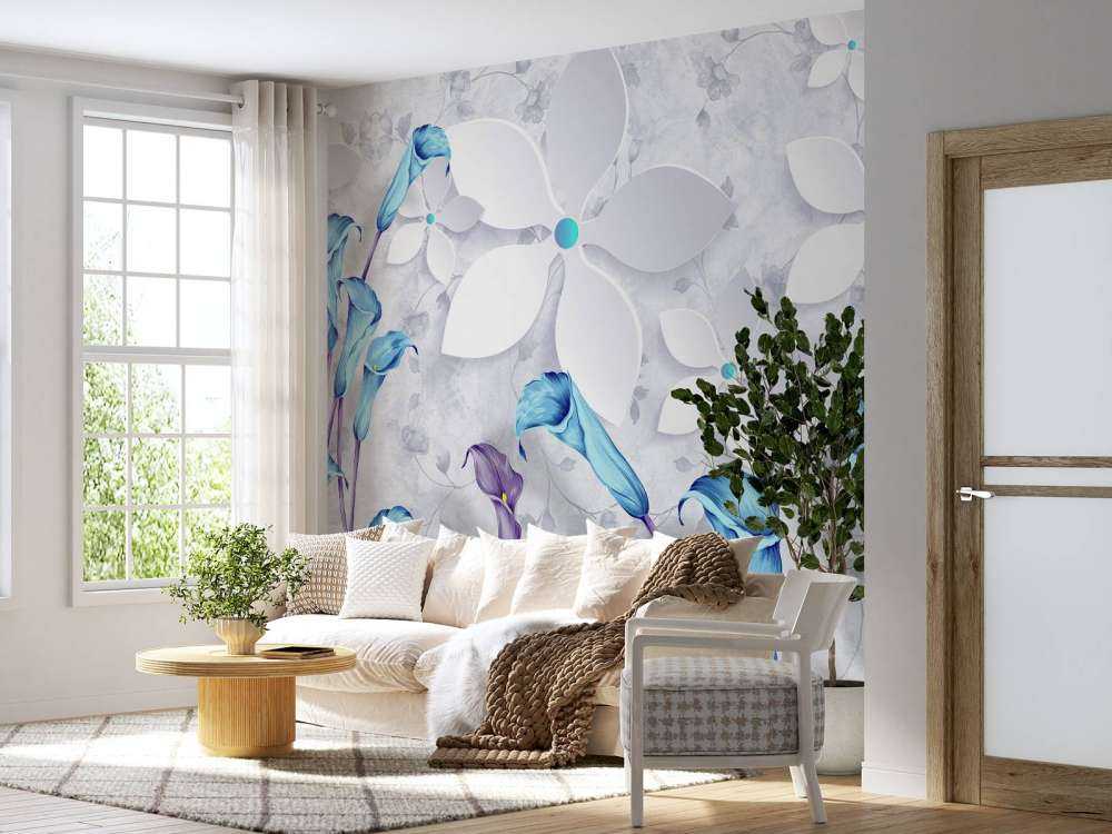 Fleurs bleues et blanches