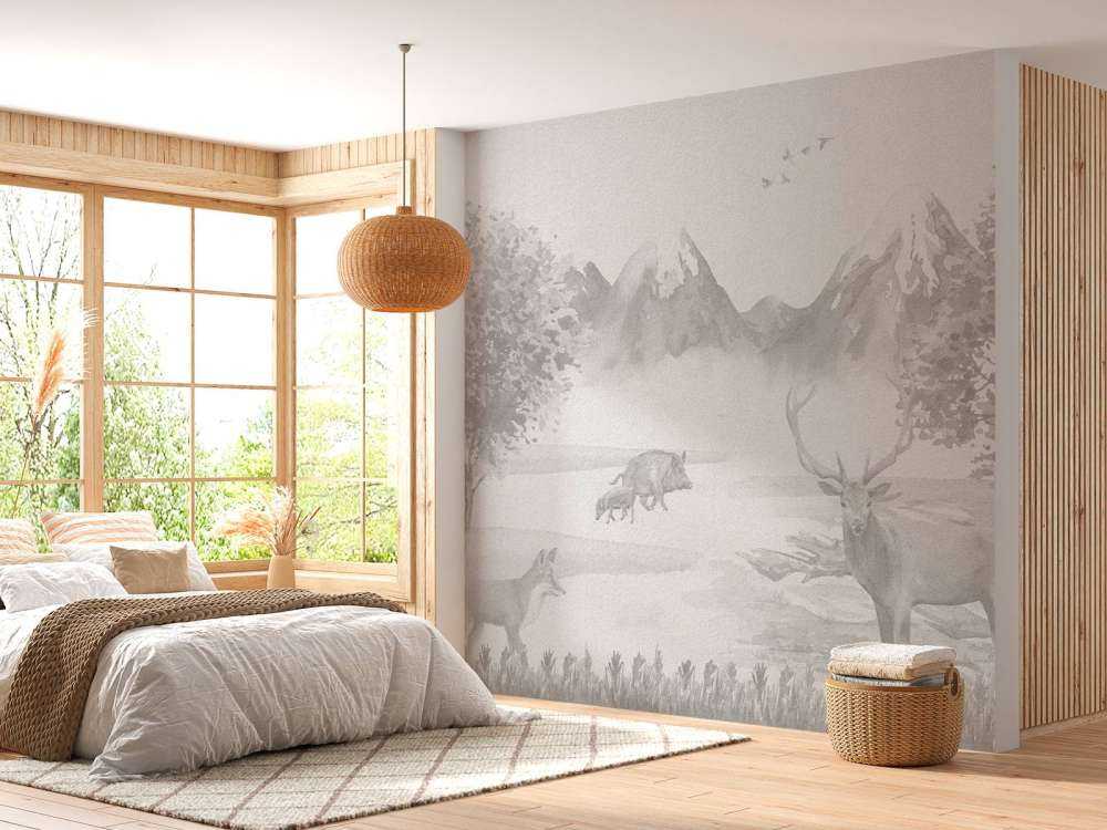 Animaux de la forêt en nuances de gris