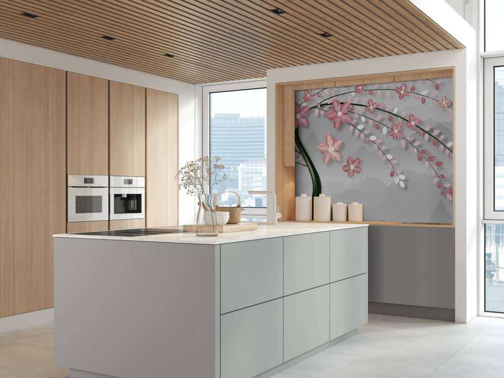 Arbre 3D avec des fleurs roses