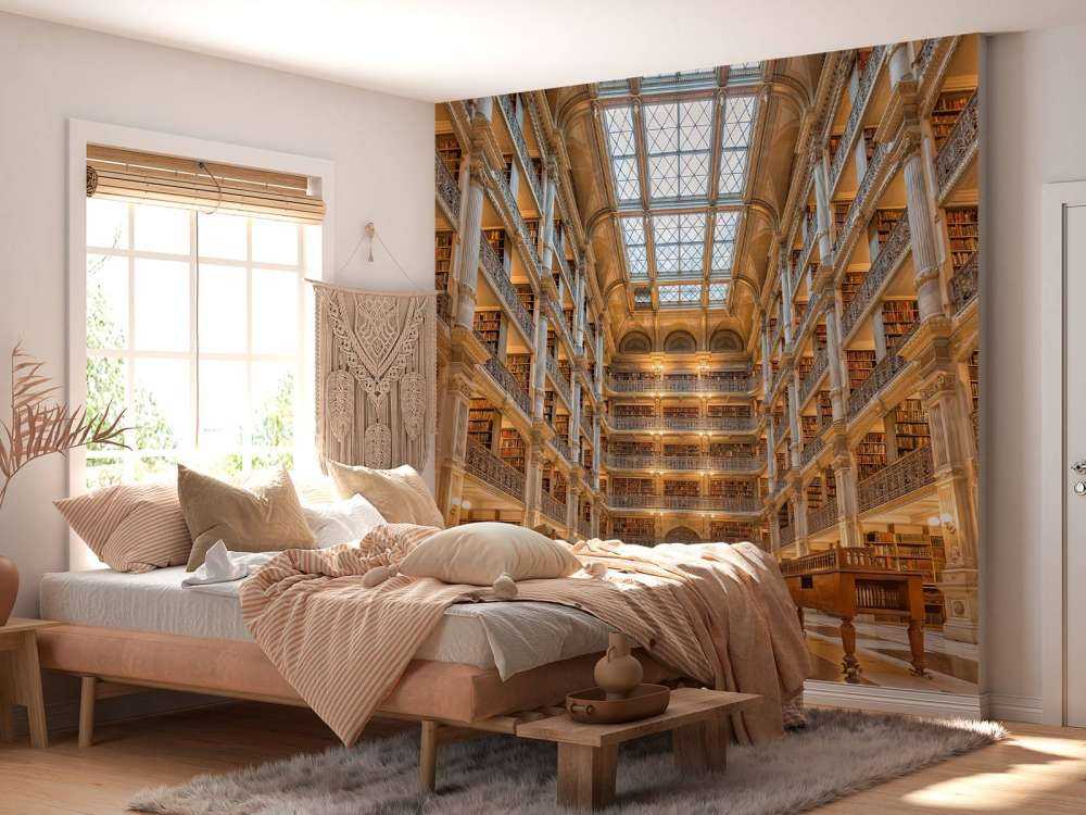 Salle de littérature éclairée