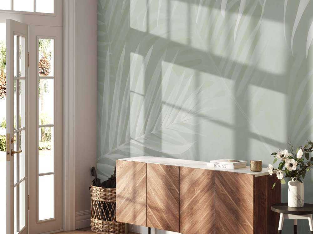 Feuilles de palmier brumeuses - vertes