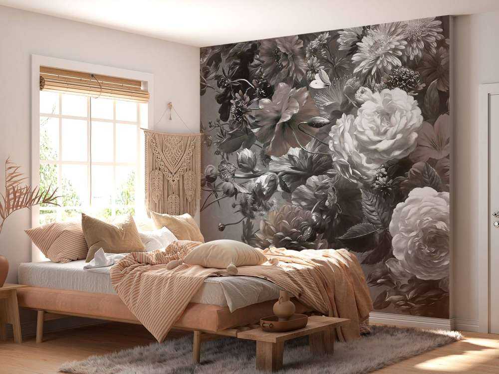 Grand bouquet avec des coquelicots sépia