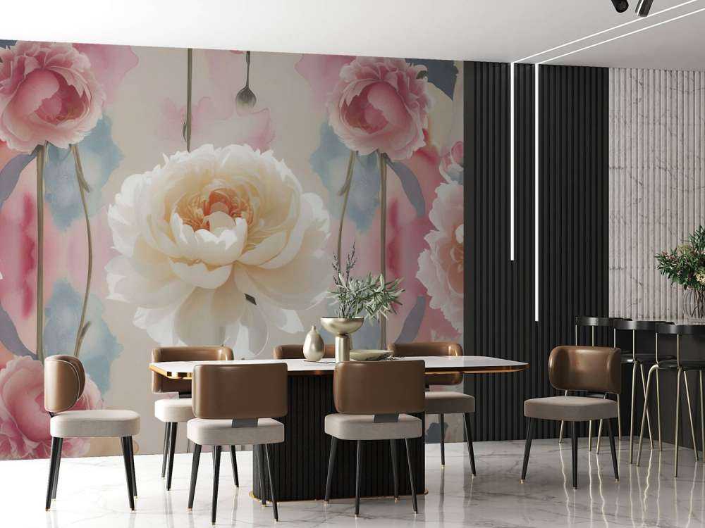 Pivoines symétriques à l’aquarelle