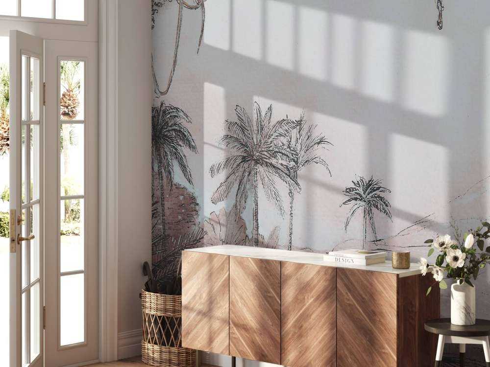 Vallée des palmiers dans la lumière rose