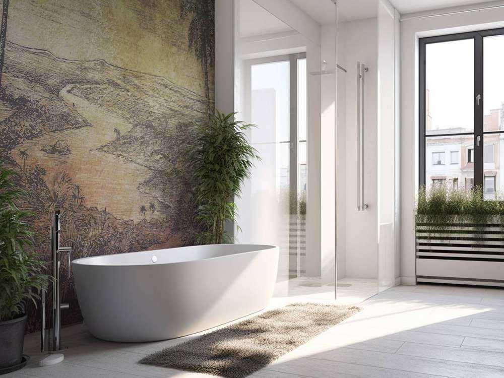 Paysage fluvial tropical au coucher du soleil