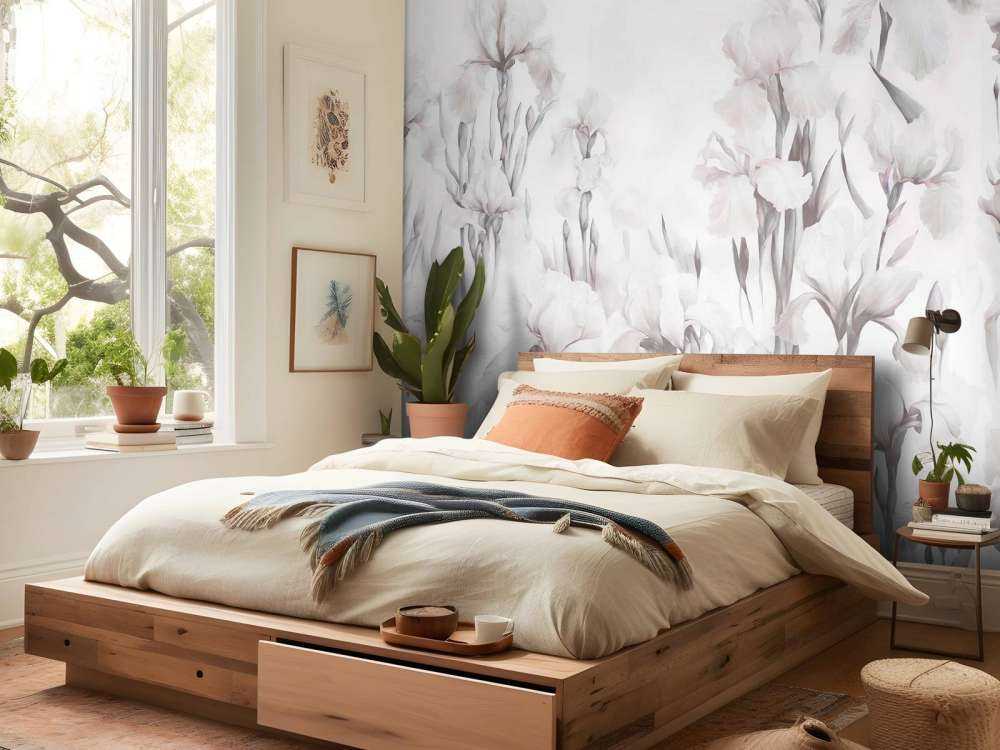 Les iris dansent un gris doux sans couture